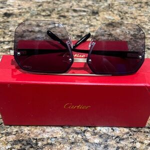 BRAND NEW Auth. Cartier Square Sunglasses with Brown Tint